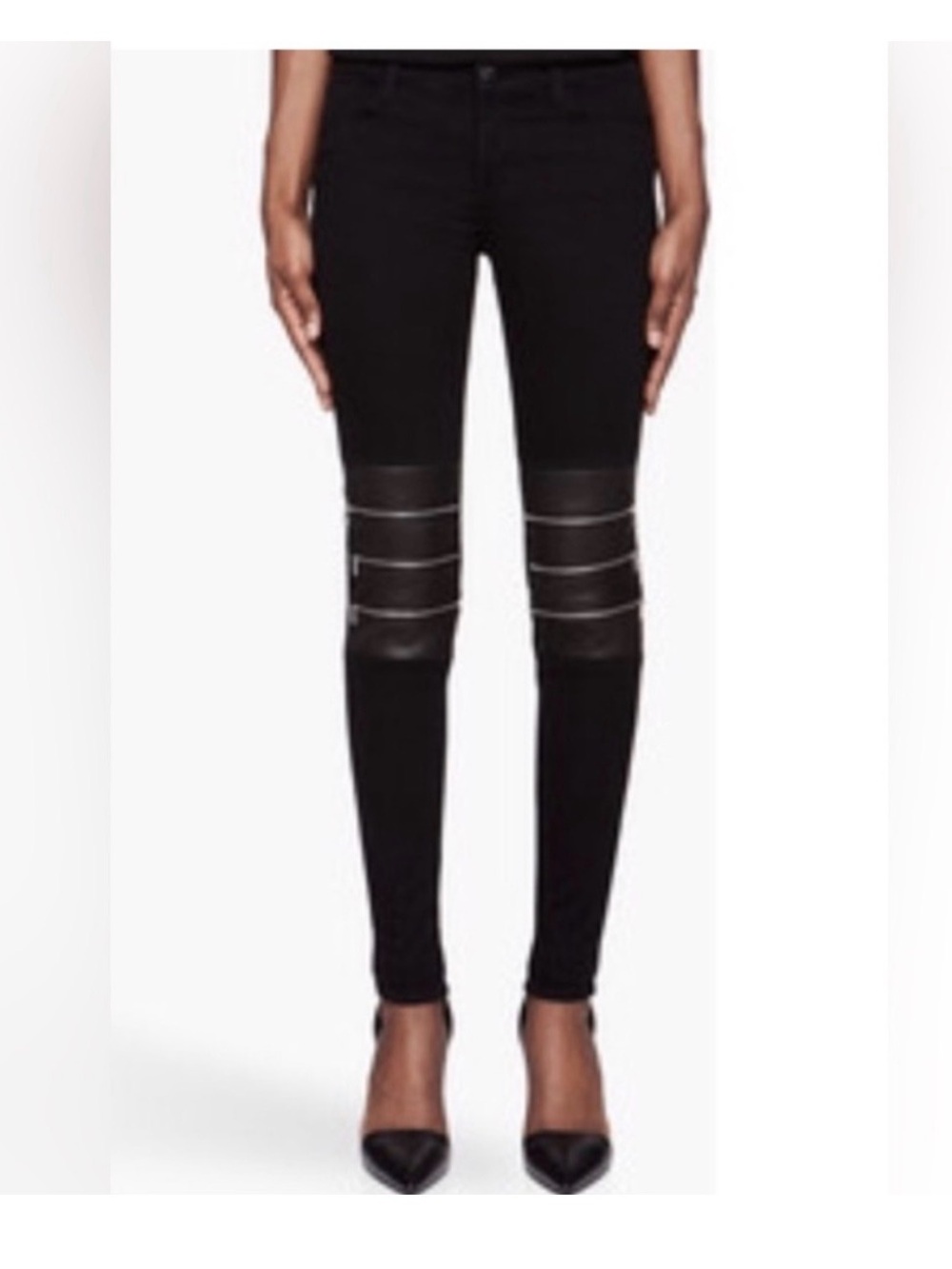 JBrand Black Moto Leather zipper Panel Skinny Pants